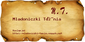 Mladoniczki Ténia névjegykártya